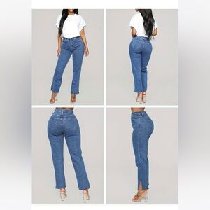 Super Fly Premium Cotton Cut  Straight leg; Open Slit Anklet Cropped Denim Jeans